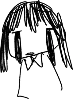 😕 traurig, Anime, Mädchen, schwarz weiß, Cartoon, Zeichnung, Skizze telegram sticker