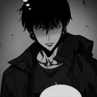 ⚓️ anime, manga, character, serious, black and white telegram sticker