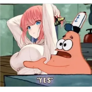 🥵 Patrick Star SpongeBob SquarePants YES Anime Mädchen, Patrick Star, Ja, Spongebob, Cartoon, Meme telegram sticker