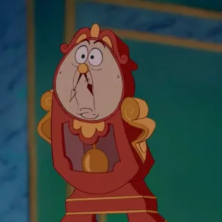 🥀 Cogsworth Beauty and the Beast clock, animated, disney, character telegram sticker