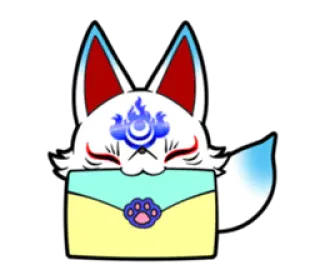 ✉ animal, raposa, fofo, desenho animado, adesivo, kawaii, japonês whatsapp sticker