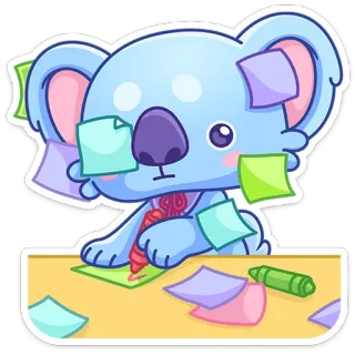 🤦‍♀️ コアラ, ステッカー, 漫画, かわいい, 紙, メモ, 書き込み telegram sticker
