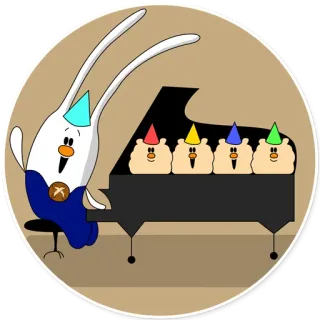 🎹 kreskówka, pianino, muzyka, impreza, animacja telegram sticker