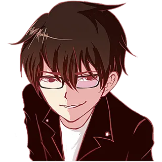 😈 Anime, Pria, Kacamata, Kartun, Stiker telegram sticker