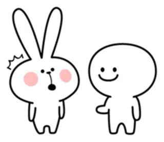 😳 Кролик, Мультик, Милый, Каваий, Зайчик, Персонаж, Улыбка, Белый telegram sticker