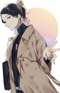 😎 Anime, Manga, Personnage, Art, Homme, Trench-coat, Signe de paix telegram sticker