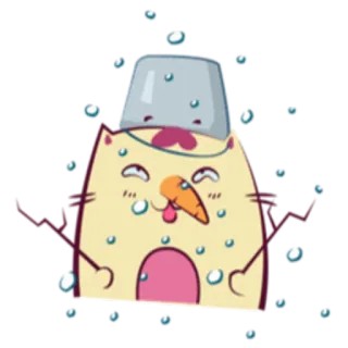 ⛄️ gato, cubo, agua, lindo, animal, dibujo animado telegram sticker