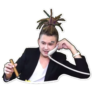 📞 mężczyzna, cygaro, telefon, dredy, garnitur telegram sticker
