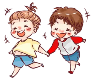 😆 cartoon, friendship, happy, kids, cheerful, cute telegram sticker