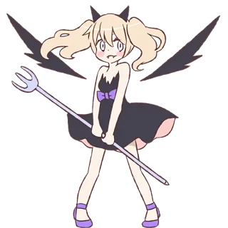 👿 Anime, Mignon, Ailes, Diable, Dessin animé, Fille, Fantaisie telegram sticker