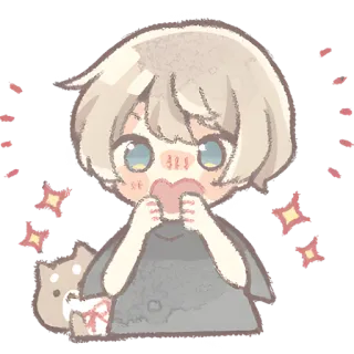 😱 คาวาอิ, น่ารัก, อนิเมะ, จิบิ, หัวใจ, หมา, ประกาย telegram sticker