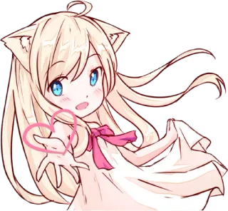 😍 อนิเมะ, มังงะ, สาวหูแมว, หัวใจ, น่ารัก, คาวาอิ telegram sticker