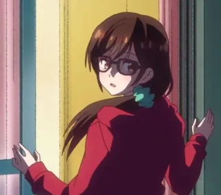 🌸 Anime, Dziewczyna, Okulary, Kreskówka telegram sticker
