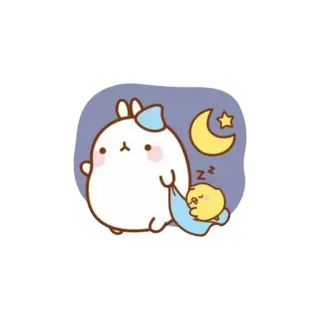 😴 cute, kawaii, sleepy, molang, pipi, night, moon telegram sticker