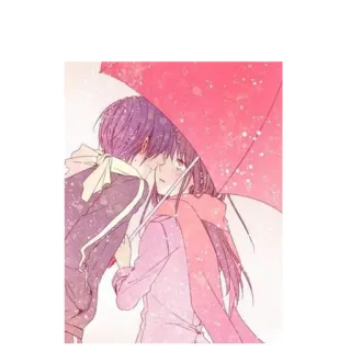 💚 anime, couple, romance, umbrella, love, kiss whatsapp sticker