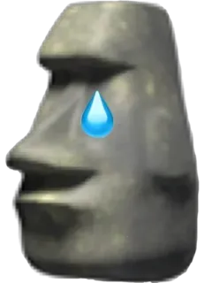 🗿 อีโมจิ, ร้องไห้, โมไอ, หน้าหิน, เศร้า telegram sticker