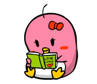 📖 LOVE COACH desenho animado, pinguim, amor, treinador, livro, leitura telegram sticker