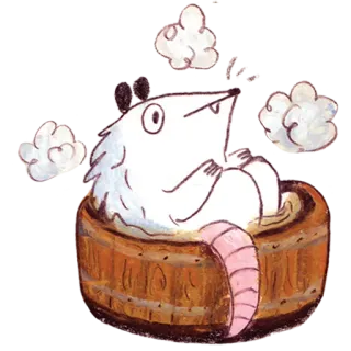 🍲 Opos, Kąpiel, Kreskówka, Słodki, Zwierzę, Wanna, Relaks telegram sticker