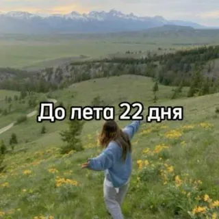 ☀️ До лета 22 дня montañas, paisaje, naturaleza, flores, verano, cuenta atrás telegram sticker