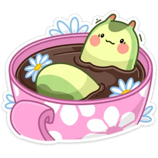 🛀 herbata, słodkie, kawaii, potwór, filiżanka, relaks, kąpiel telegram sticker