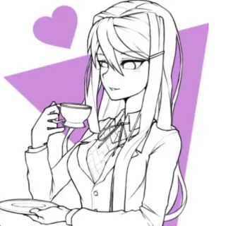 ☕ Yuri Doki Doki Literature Club! Anime, Manga, DDLC, Doki Doki Literature Club, Yuri, Thé, Kawaii whatsapp sticker