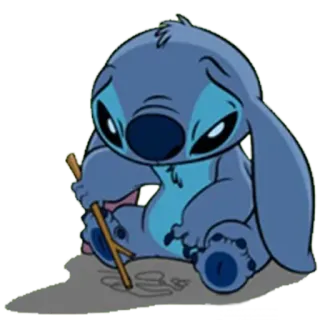 😔 Stitch Cartoon, Alien, Traurig, Süß, Blau telegram sticker