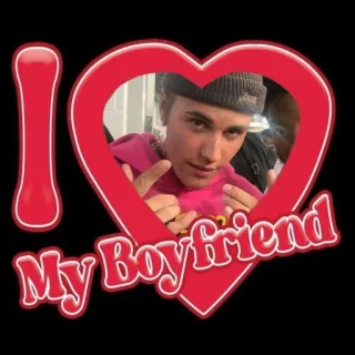 💘 Justin Bieber I <3 My Boyfriend ジャスティン・ビーバー, 彼氏大好き, 恋愛, ポップスター, ハート, 愛, ステッカー telegram sticker