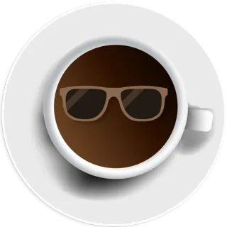 😎 coffee, sunglasses, drink, beverage, cafe, cup telegram sticker