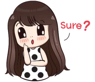 🤔 Sure? desenho animado, pergunta, menina, fofo, adesivo whatsapp sticker
