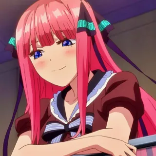 🦋 Nino Nakano The Quintessential Quintuplets Anime, Rambut pink, Karakter, Perempuan whatsapp sticker