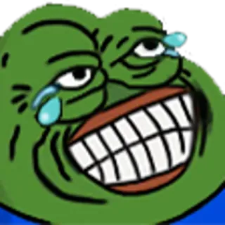 😝 Pepe the Frog frog, meme, reaction, internet, laughing, crying telegram sticker