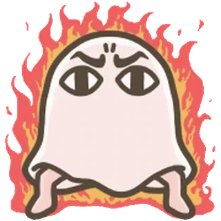 ๐ ghost, angry, fire, cartoon, cute, kawaii whatsapp sticker