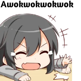 😂 Awokwokwokwokwok anime, character, funny, cute, meme, tired telegram sticker