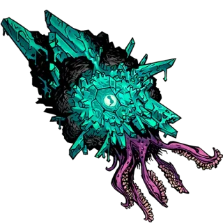 😵 монстр, существо, глаз, кристаллы, щупальца, фэнтези, ужасы telegram sticker