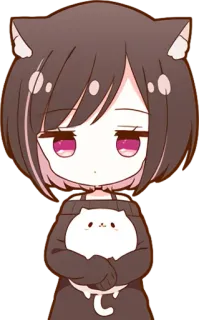 😐 Anime, Catgirl, Niedlich, Chibi, Kawaii, Cartoon, Manga telegram sticker