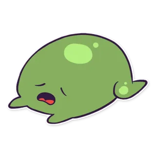 😩 hijau, gumpalan, tidur, imut, kartun whatsapp sticker