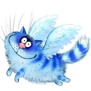 😇 cat, angel, winged cat, blue cat, animal, cartoon telegram sticker