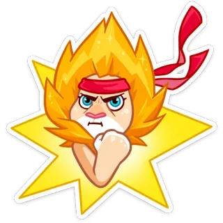 👊 卡通, 战士, 角色, 生气, 武术 telegram sticker