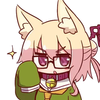 👀 Anime, Neko, Mignon, Lunettes, Collier, Étincelle telegram sticker