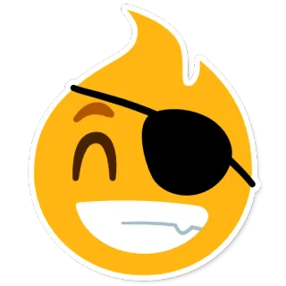 ☠️ emoji, fire, pirate, eyepatch, winking, cartoon, sticker whatsapp sticker