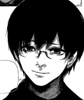 🖤 Ken Kaneki Tokyo Ghoul Anime, Manga, Ken Kaneki, Tokyo Ghoul, Occhiali, Bianco e nero, Ritratto telegram sticker