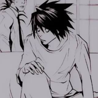 🔭 L Lawliet Death Note Anime, Manga, L Lawliet, Death Note, Detective, Personaggio telegram sticker