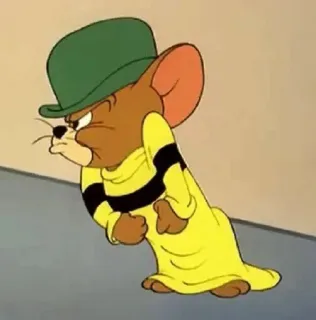 😠 Jerry Mouse Tom and Jerry cartoon, mouse, funny, character, angry, yellow, hat telegram sticker