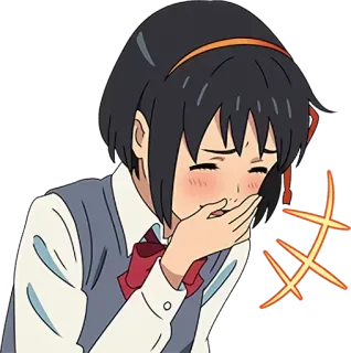 😂 Mitsuha Miyamizu Your Name アニメ, 女の子, キャラクター, 泣く, エモい, 三葉, 君の名は telegram sticker