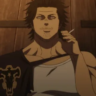 🚬 Yami Sukehiro Black Clover Anime, Yami Sukehiro, Black Clover, Fumeur, Personnage, Cool, Détendu telegram sticker