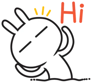 👋 Hi conejo, saludo, hola, lindo, dibujos animados, mono telegram sticker