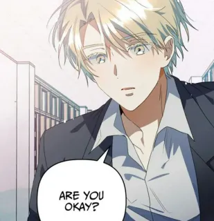 ❓ ARE YOU OKAY? anime, question, concern, webtoon, boy, manga telegram sticker