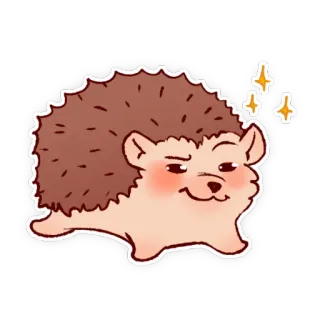 😏 ouriço, animal, fofo, brilho, desenho animado telegram sticker