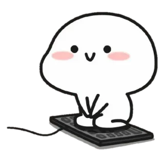 🍡 Desenho animado, Fofo, Personagem, Teclado, Branco, Bolha telegram sticker