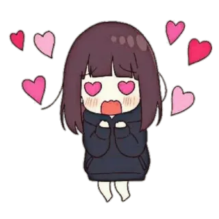 😀 Anime, Corazones, Amor, Dibujos animados, Kawaii, Lindo, Chica, Emociones whatsapp sticker